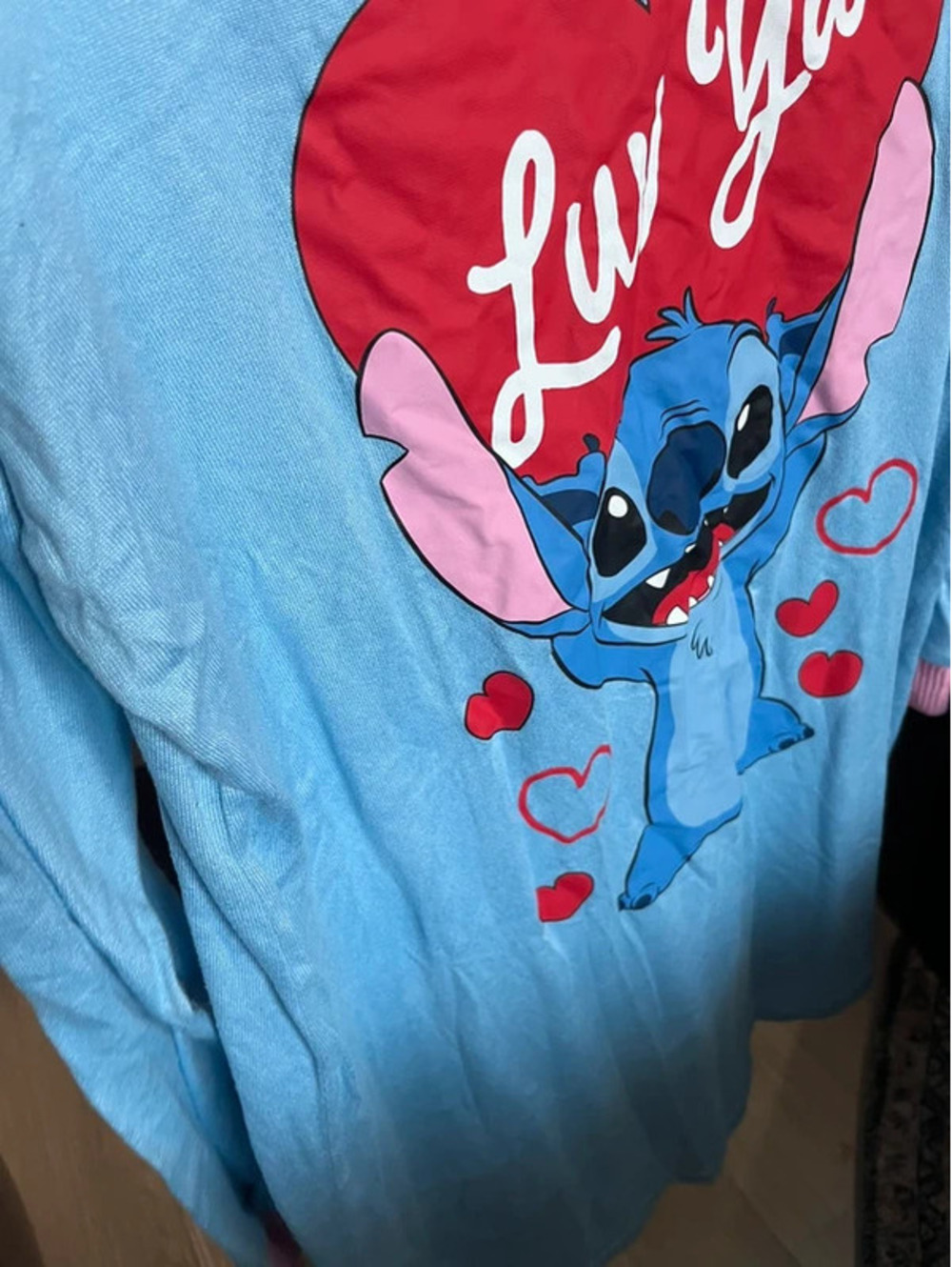 Disney Stitch Nightshirt Womens , M (8-10), Blue With Graphics Girls Shirt - Picture 5 of 9